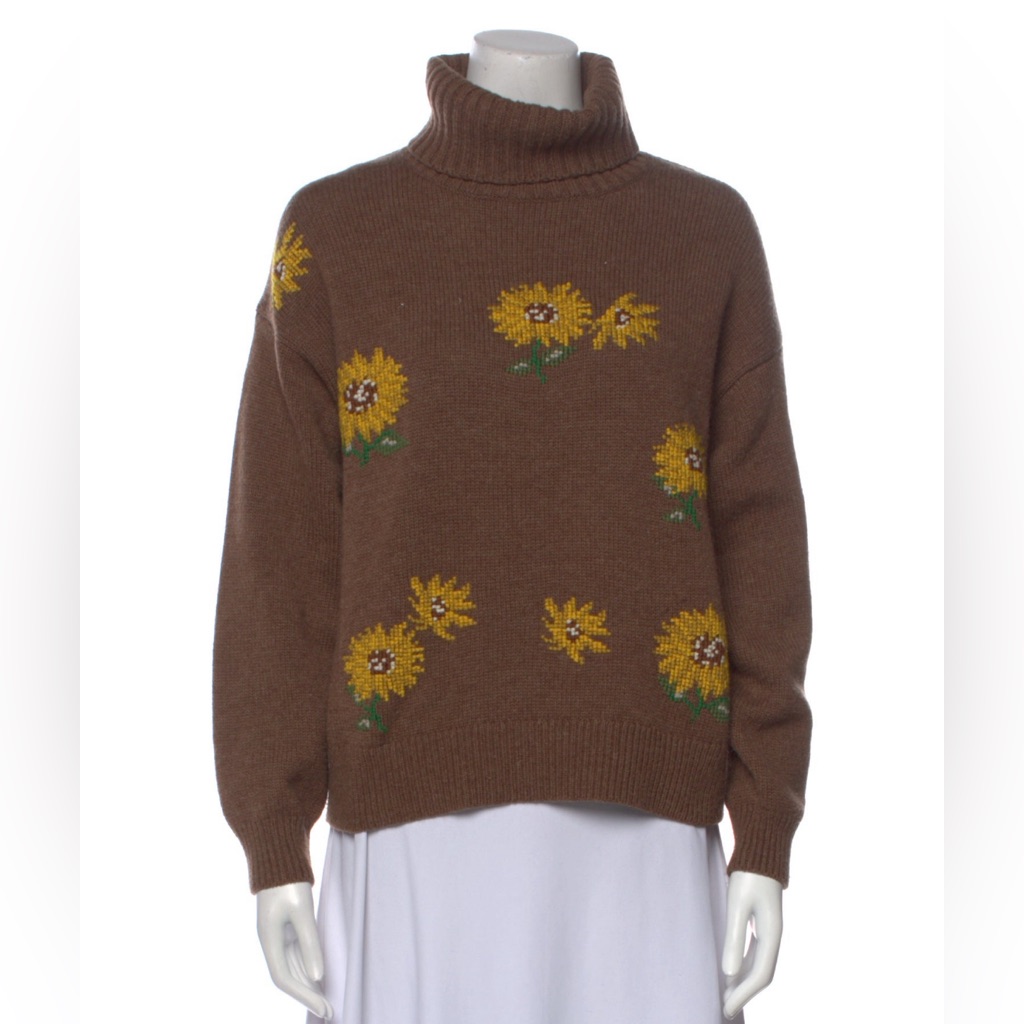 Lela Rose Brown Sunflower Sweater Size M